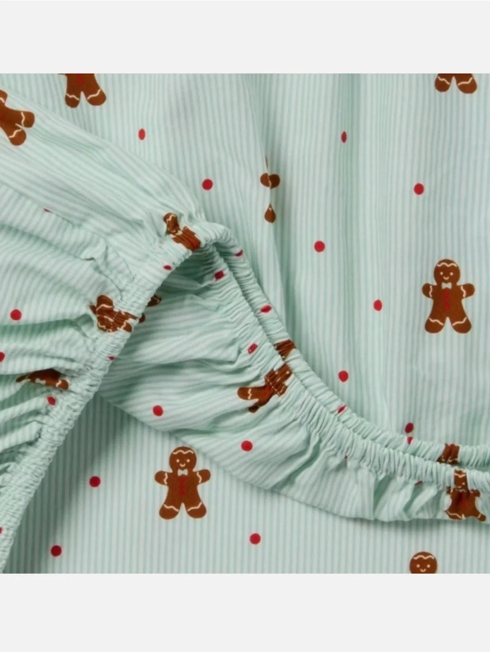 Gingerbread DREAMS Mint Pin Stripe Poka Dots FULL Sheets —  Festive Nostalgic